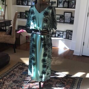 Elegant mint Green and Black Maxi / midi Dress by Corey Lynn Calter